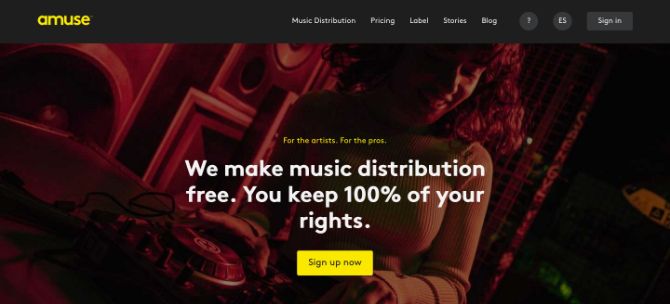 Amuse music distribution splash page - Come distribuire la tua musica sui servizi di streaming