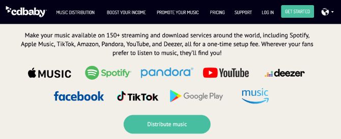CD Baby showing list of music streaming services - Come distribuire la tua musica sui servizi di streaming