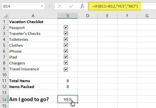 So erstellen Sie eine Checkliste in Microsoft Excel - Excel Am I Good To Go Formula