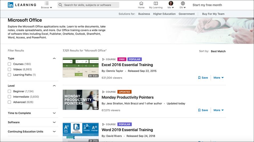 So lernen Sie Microsoft Office kennen: 20 Online-Tutorials, Videos und Kurse - LinkedInLearningMSOffice Online