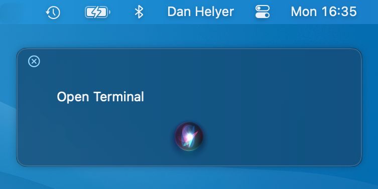 So öffnen Sie das Terminal auf einem Mac - Siri in Mac with command to open Terminal