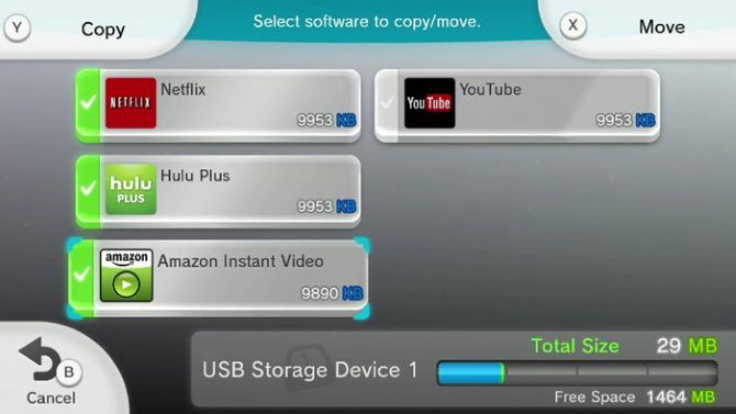 Wii U Copy Move Data - Spiegazione dello spazio di archiviazione esteso per Nintendo Wii U