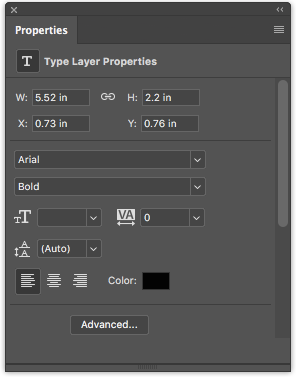 Photoshop Properties Panel - Come aggiungere e modificare il testo in Adobe Photoshop