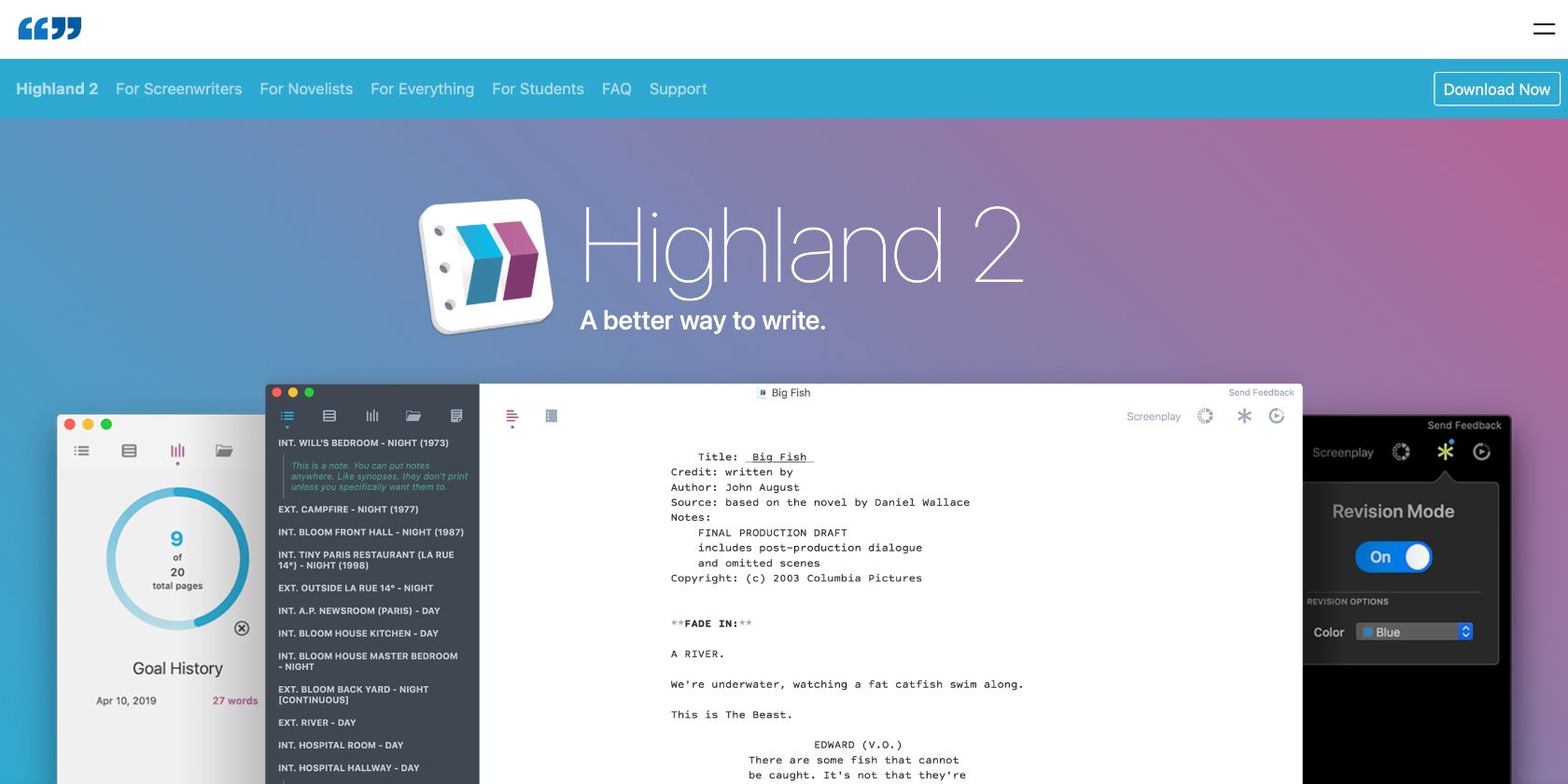 Die 7 besten Drehbuch-Apps für Windows und Mac - Highland 2 free screenwriting Mac app