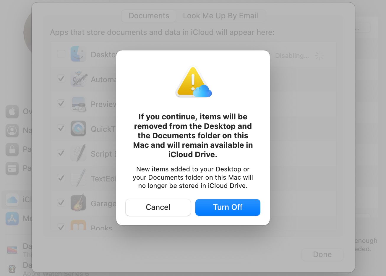 Turn Off iCloud Desktop Documents Folders feature - Come sincronizzare il desktop del Mac e la cartella dei documenti su iCloud
